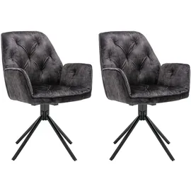 byLIVING Esszimmerstuhl SARINA 2er Set, Samtbezug anthrazit, schwarz