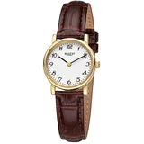 REGENT Damen Armbanduhr Analog Lederarmband braun URF1560 Analoguhr
