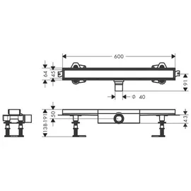 Hansgrohe RainDrain Compact Duschrinne 600 mm befliesbar edelstahl gebürstet