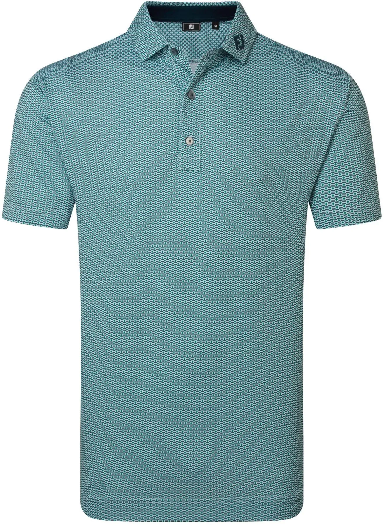 FootJoy FJ Nautical Flag Print Lisle Herrenpoloshirt - Field Green / Navy / XXL