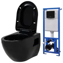 vidaXL Hänge-Toilette mit WC-Sitz Schwarz
