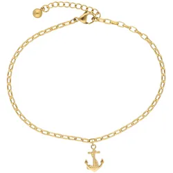 Fußkette FIRETTI "Schmuck Geschenk Körperschmuck maritim Anker+Seil, Ankerkette", gold (goldfarben), Fußkettchen, Edelstahl
