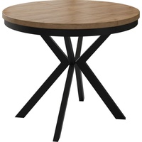 Runder Ausziehbarer Esstisch - Loft Style Tisch mit Metallbeinen - 90 bis 170 cm - Industrieller Quadratischer Tisch für Wohnzimmer - Kompakt - 90...