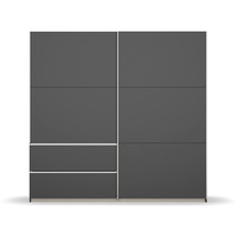 Rauch Möbel Sevilla Schrank Kleiderschrank Schwebetürenschrank, Grau metallic, Schwarz, Griffleisten alufarbig, 2-türig, inkl. 2 Kleiderstangen, 2 Einlegeböden BxHxT 218x210x59 cm