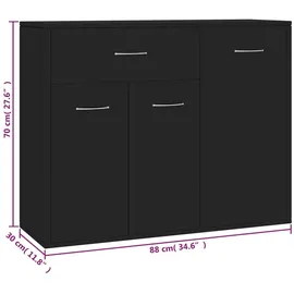 vidaXL Sideboard Schwarz 88x30x70 cm Holzwerkstoff