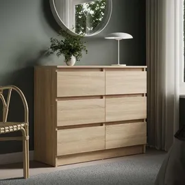 home collective Kommode mit 6 Schubladen 95 x 77,5 x 35 cm Beige