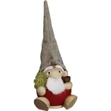 Seiffener Volkskunst Räuchermann Waldzwerg Weihnachtsmann 19 cm rot