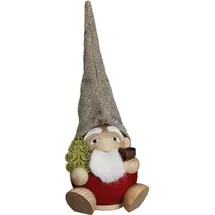 Seiffener Volkskunst Räuchermann Waldzwerg Weihnachtsmann 19 cm rot