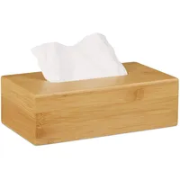Relaxdays Kosmetiktücherbox Bambus, 27,5 cm, Tuchspender für Taschentücher u. Kosmetiktücher, Natur