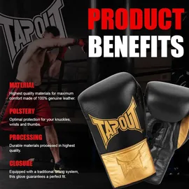 TapouT Boxhandschuhe aus Leder (1 Paar) Lockhart Lederboxhandschuhe - Black / Gold - 08 oz R