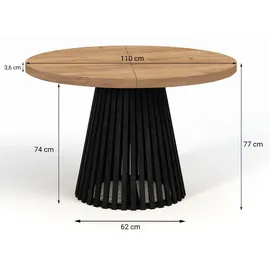 dekori.interiors Dekori_Interiors Esstisch, Weiß, Holz, Rund, 110x77x210 cm, Esszimmer, Tische, Esstische