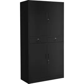 Tectake Metallschrank Stahl 180 x 80 x 40 cm Schwarz abschließbar
