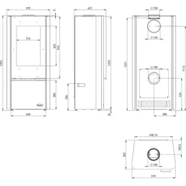 FIREPLACE Kingstone Stahl Schwarz/Abdeckplatte Speckstein