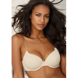 LASCANA Schalen-BH "Ela", Damen, Gr. 75, Cup E, beige (puder), Microtouch, Obermaterial: 82% Polyamid (TACTEL), 18% Elasthan (LYCRA), Basic, BHs Schalen-BH, mit transparenten Trägern, perfect basic mit Bügel, Sommer