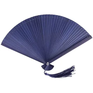qbodp Kleiner Faltbarer Handfächer Für Damen Und Männer,China Vintage-Bambus-Faltfächer,Tragbarer Faltbarer Hand Fächer Für Hochzeit,Tanz,Party,Aufführung,Dunkelblau