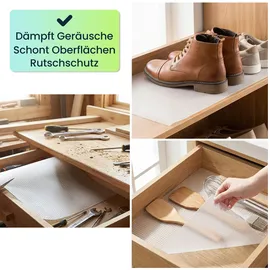 ideoon home 4er Set Antirutschmatte Schublade 50x150cm – Vielseitige Einlegematten für Kühlschrank, Wohnmobil & Küche – Zuschneidbar, BPA-frei, Rutschstopp