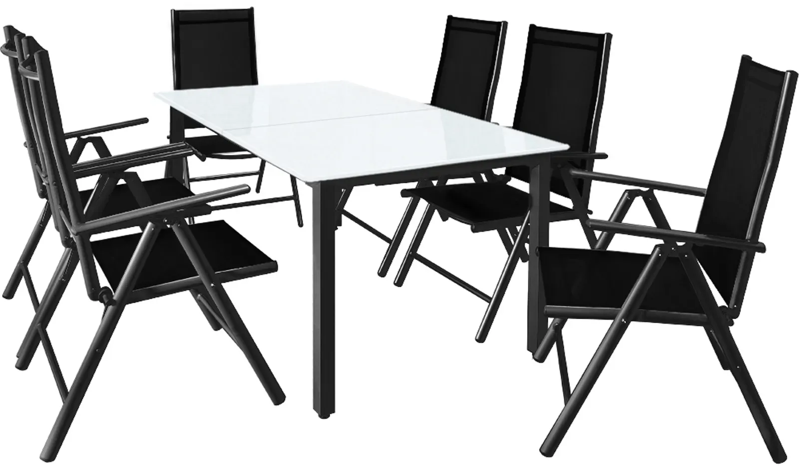 6 Seat Garden Table and Chairs Bern Anthracite Alu Frosted Glass