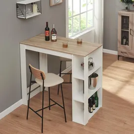 [en.casa] Bartisch Danderyd 120 x 60 x 106 cm Weiß/Eicheoptik