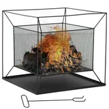 Outsunny Feuerschale modern Feuerkorb rechteckig für Garten Camping BBQ Metall Schwarz 45 x 45 x 43 cm