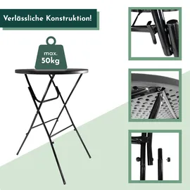 Lemodo Stehtisch klappbar 80 x 110 cm Schwarz