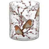 MARELIDA Teelichthalter ROTKEHLCHEN Windlicht Bruchglasoptik H: 13cm D: 11,5cm