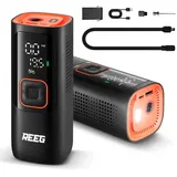 Reeg Air Pump PRO Tragbare Luftpumpe mit 7500 mAh Akku,160 PSI, 11 BAR Inflator Tragbarer Luftkompressor mit LED Drucksensor für Auto, Motorrad, Fahrrad, E-Scooter etc. Autostop-Funktion, Powerbank
