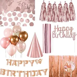XL Partyset Roségold Geburtstag Deko Dekoration