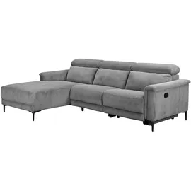 Home Affaire Ecksofa HOME AFFAIRE "LUND Cord, L-Form, 261 cm, man. o. elektr. Relaxfunktion (mit USB-A)", grau, B:261cm H:97cm T:179cm, 100% Polyester, Sofas, Ecksofa, USB-C bei elektrischer Variante und Kopfteilverstellung, Topseller