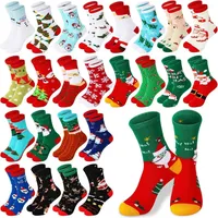 24 Paar Lustige Weihnachtssocken Winter Unisex Glitzernde Muster Warme Stricksocken