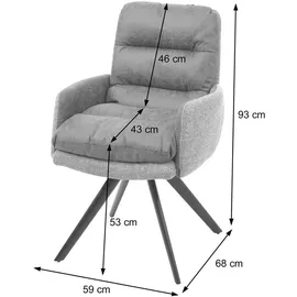MCW Esszimmerstuhl MCW-G66, Küchenstuhl Stuhl, drehbar Auto-Position Stoff MVG ~ creme, mit Armlehne