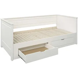 otto home Stauraumbett Leorben 100 x 82 x 210 cm Kiefer massiv weiß
