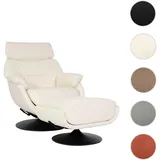 Mendler Relaxsessel HWC-K99 Kunstleder 78 x 99 x 78 cm creme-weiß mit Hocker