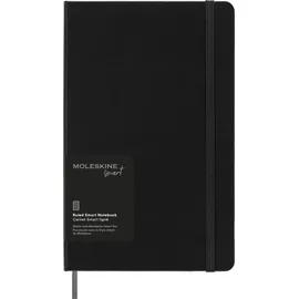 Moleskine Smart Notebook, Smart Writing System, Digitaler Notizblock mit Hardcover, Linierten Seiten und Elastischem Verschluss, Größe Large 13 x 21 cm, Farbe Schwarz
