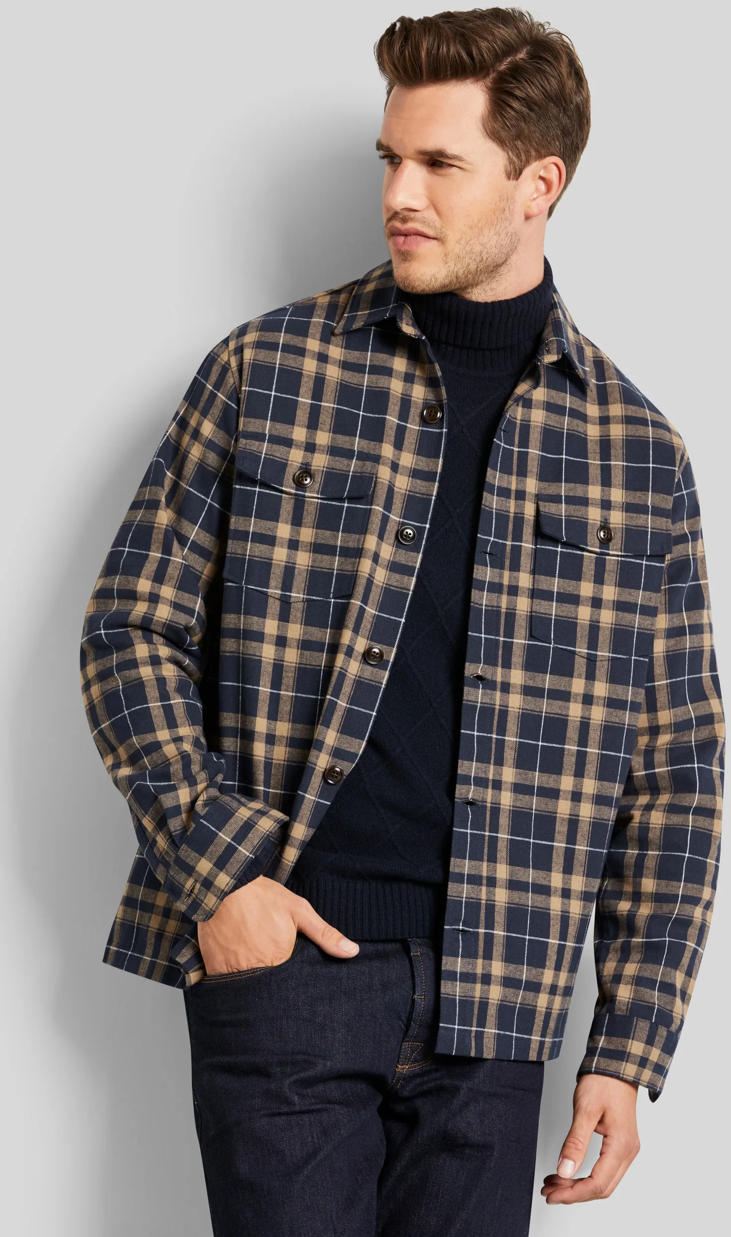 bugatti Langarmhemd »Overshirt«, mit aufgesetzten Taschen bugatti cognac XL