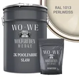 WO-WE 2K Poolfarbe Poolbeschichtung Schwimmbadfarbe - Perlweiß wie RAL 1013 - 5Kg
