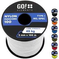 GO!elements 100m Paracord 2mm Seil aus reißfester Nylonschnur -
