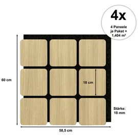 Akustikpaneel Quadrum Eiche Hellbraun 2 St. 60 x 58,5 x 1,8 cm