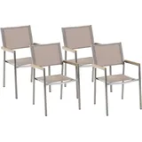 Beliani Gartenstuhl beige 4er Set Edelstahl GROSSETO