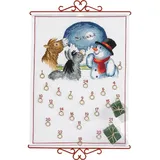Eva Rosenstand Wandbehang Kreuzstich Set Adventskalender, Schneemann mit Tieren Zählmuster, Multifarbig