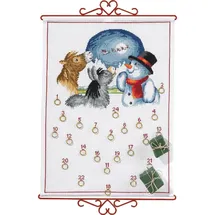 Eva Rosenstand Wandbehang Kreuzstich Set Adventskalender, Schneemann mit Tieren Zählmuster, Multifarbig