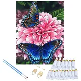 LaCute Malen nach Zahlen Schmetterling Malset – Kreatives Malen nach Zahlen mit Rahmen 30x40 cm (Komplettes Malset: Kreatives Malen nach Zahlen mit Rahmen und Farben, Malen nach Zahlen Set: Leinwand 30x40 cm, Acrylfarben, Pinsel, Rahmen), Schmetterlinge Malset Hochwertige Leinwand 30x40cm Acrylfarben Rahmen