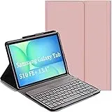 YHFZR Tastatur Hülle for Samsung Galaxy Tab S10 FE+ 13,1 Zoll, (QWERTY Layout), Ultradünn Flip Entfernbar Drahtloser Keyboardständer Ledertasche für Samsung Galaxy Tab S10 FE+/FE Plus 13,1 Zoll, Rosa