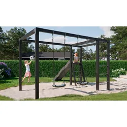 Garten Kinderspielplatz 340 x 198 x 208 cm - PEFC Nadelholz aus Kiefer/Fichte - Garten-Spielplatz mit Nestschaukel - Spielgerät für Garten