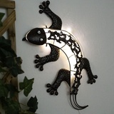 ETC Shop LED, Solarleuchte, Gecko zur Wandmontage, bronzefarben, 50 cm
