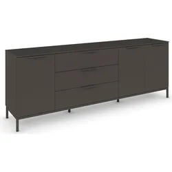 Kombikommode RAUCH "Kommode Türkommode Sideboard Kombikommode FLIPP", grau (graphit), B:200cm H:72cm T:42cm, Holzwerkstoff, Sideboards, 3-türig mit 3 Schubladen und Soft-Close-Funktion