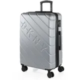 DKNY - Koffer Groß, Koffer Mittelgroß, Hartschalenkoffer M - Robuster Hartschalenkoffer & Koffer & Trolleys mit 4 Rollen, ideal als Reisekoffer für Jede Reise, Silber