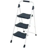 COSTWAY Trittleiter, 3-Stufen-Leiter mit gepolstertem Handlauf blau