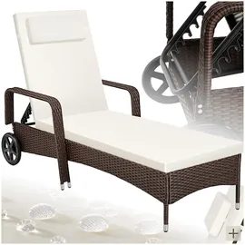 Tectake tectake® Rattan Sonnenliege, widerstandsfähig, 6-fach verstellbare Rückenlehne, 200 x 70 x 33 cm