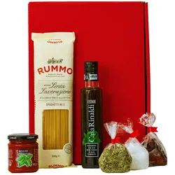 Geschenkbox-24 Italienisches Geschenkset Neapel | Geschenkkorb gefüllt mit Pasta & Feinkost Spezialitäten aus Italien