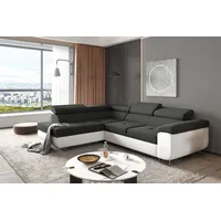 Fun Möbel Couchgarnitur JADE Weiss-Schwarz mit Schlaffunktion Ottomane Links,